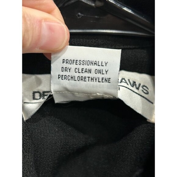 Deborah Laws Black Studded Jacket Decorative Gold Buttons Front Zip Sz Medium - Picture 8 of 9